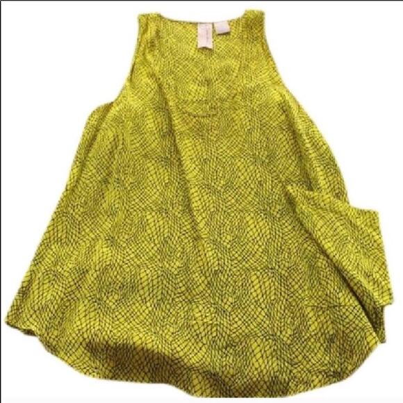 NORDSTROM Yellow Gemma Silk Side Pocket Geometric Racerback Tank Top Blouse M - Picture 5 of 7
